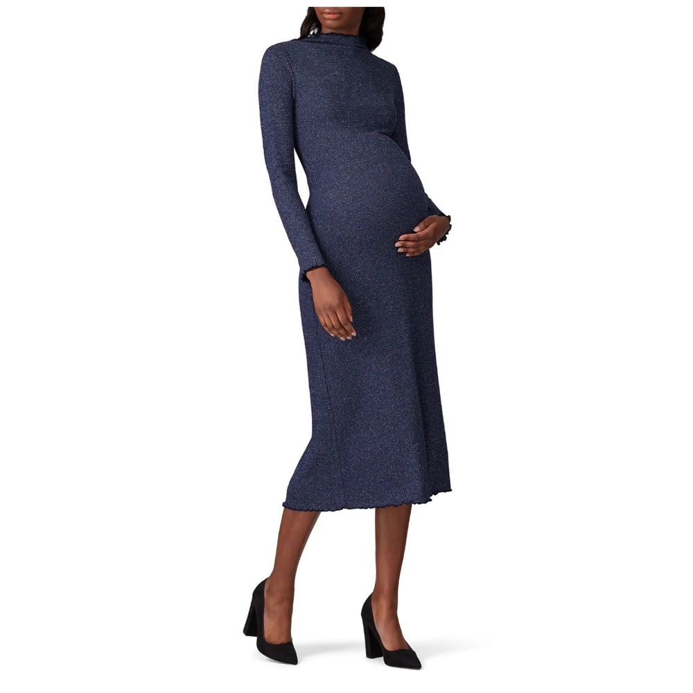 Rachel Pally Rent the Runway Metallic Rib Mara Maternity Dress Blue XS S M L